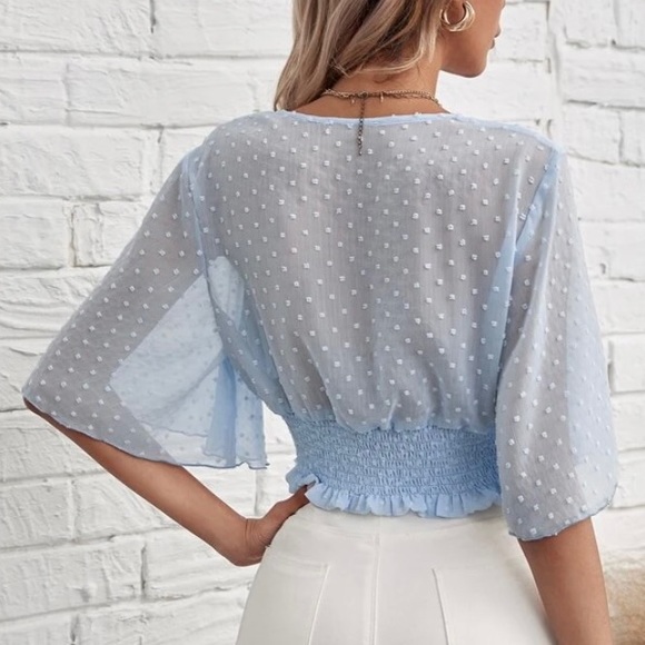 Baby Blue Sheer Crop Top - Picture 2 of 3